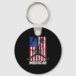 American Flag Sketll Usa Flag 4th Of July Men Boys Keychain