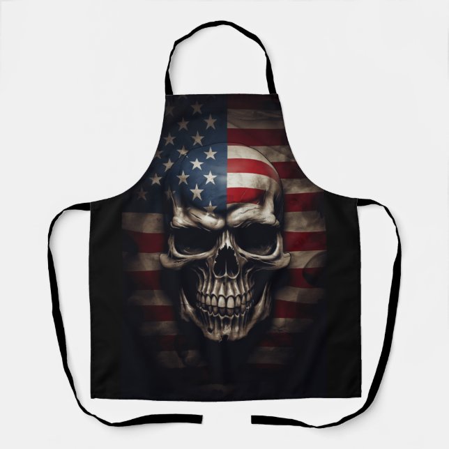 American Flag Skull  Apron (Front)
