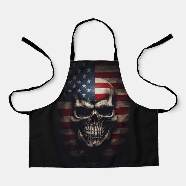 American Flag Skull  Apron (Front)