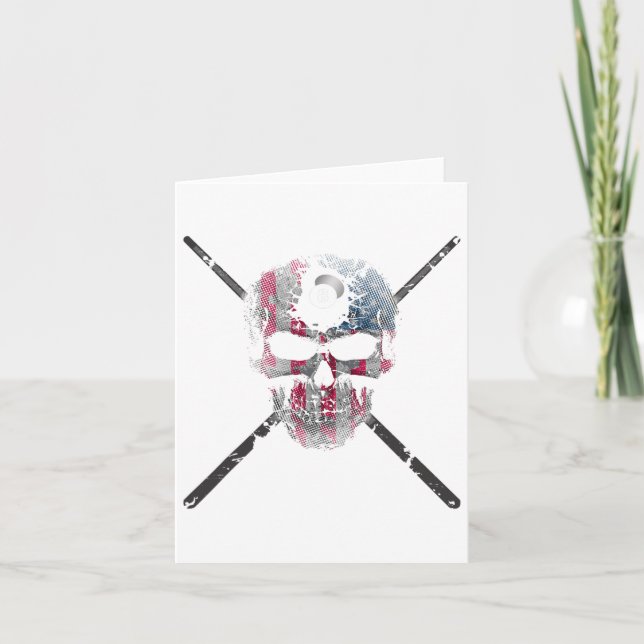 American Flag Skull Billiards Pool Player  Card (Front)