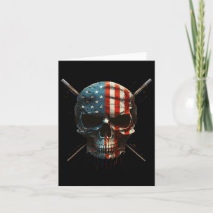 American Flag Skull Billiards Pool Player  Card