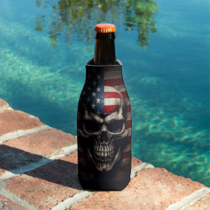 American Flag Skull  Bottle Cooler