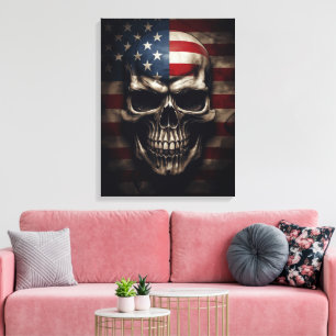 American Flag Skull  Canvas Print