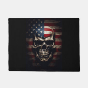American Flag Skull Doormat