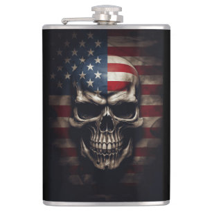 American Flag Skull Hip Flask