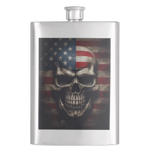 American Flag Skull Hip Flask
