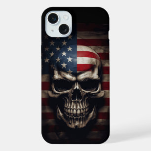 American Flag Skull iPhone 15 Plus Case