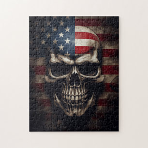 American Flag Skull  Jigsaw Puzzle