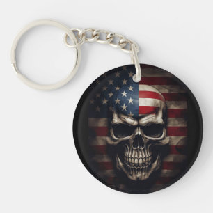 American Flag Skull Keychain