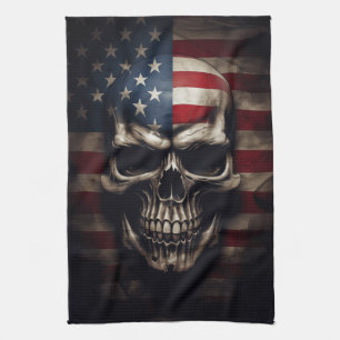 American Flag Skull Kitchen Towel