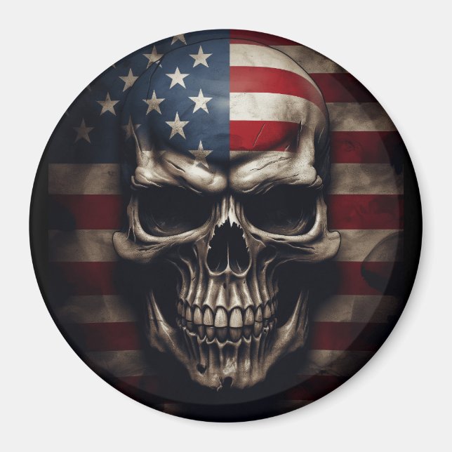 American Flag Skull  Magnet (Front)