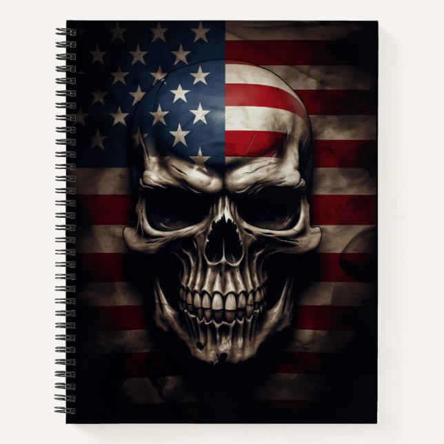 American Flag Skull  Notebook (Front)