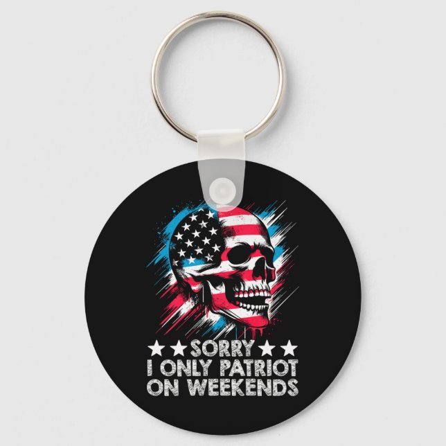 American Flag Skull Patriot Skeleton Independence  Keychain (Front)