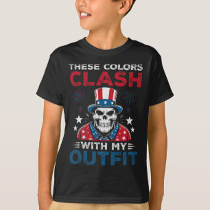 American Flag Skull Patriot Skeleton Independence  T-Shirt
