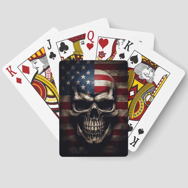 American Flag Skull Pinochle Playing Cards (Back)