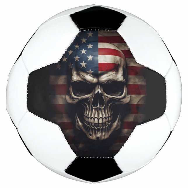 American Flag Skull  Soccer Ball (Front)