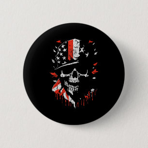 American Flag Skull Soldier Patriotic Military Gra 2 Inch Round Button
