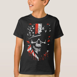 American Flag Skull Soldier Patriotic Military Gra T-Shirt