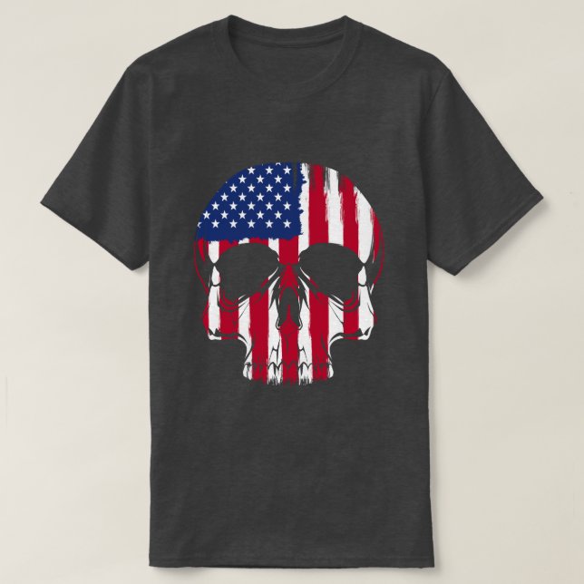 American Flag Skull  T-Shirt (Design Front)