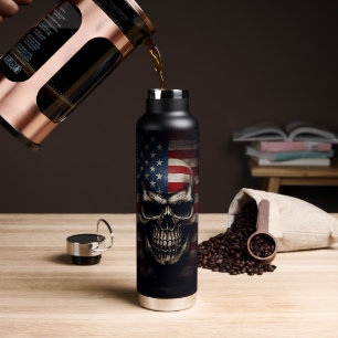 American Flag Skull  Water Bottle
