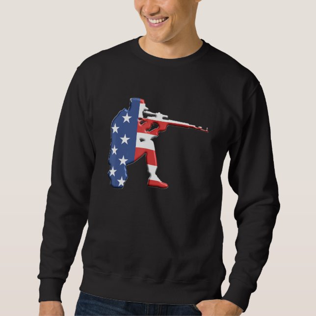 American Flag Sniper 2nd Amendment Patriotic Snipe Sweatshirt (Front)