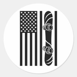 American Flag Snowboard Apparel - Snowboarding Sno Classic Round Sticker