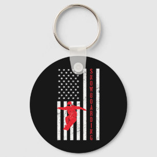 American Flag Snowboard Usa Winter Patriotic Snowb Keychain