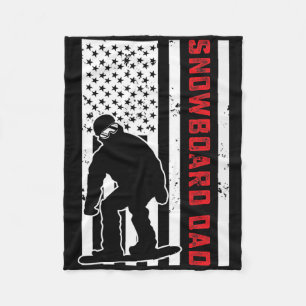 American Flag Snowboarding Dad Snowboarder Papa Sn Fleece Blanket