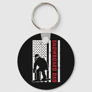 American Flag Snowboarding Dad Snowboarder Papa Sn Keychain