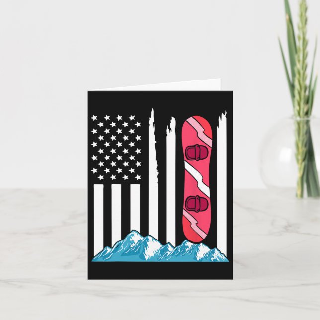 American Flag Snowboarding Gift Snowboard Goggles  Card (Front)