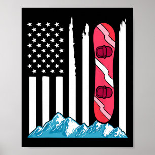 American Flag Snowboarding Gift Snowboard Goggles  Poster