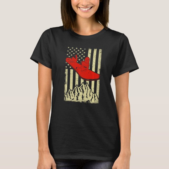 American Flag  Snowboarding Snowboard  Women Men T-Shirt (Front)