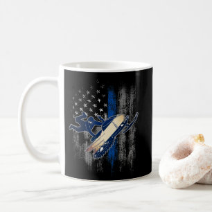 American Flag Snowmobile Blue Line Snowmobile Coffee Mug