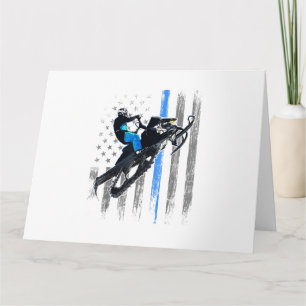 American Flag Snowmobile Shirt Men Snowmobile Ridi Card