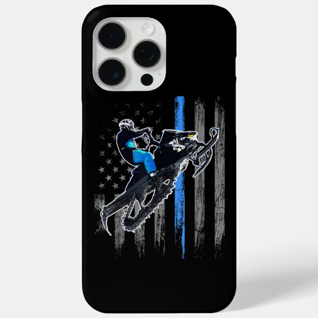 American Flag Snowmobile Shirt Men Snowmobile Ridi Case-Mate iPhone Case (Back)