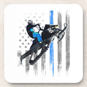 American Flag Snowmobile Shirt Men Snowmobile Ridi Coaster
