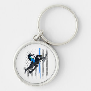 American Flag Snowmobile Shirt Men Snowmobile Ridi Keychain