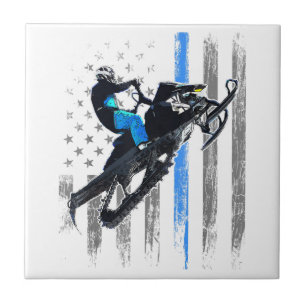 American Flag Snowmobile Shirt Men Snowmobile Ridi Tile