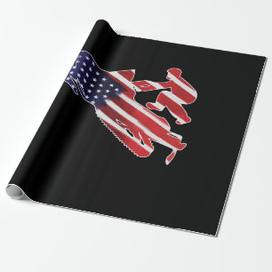 American Flag Snowmobile Winter Snowmobiling Wrapping Paper