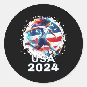 American Flag Soccer Shirt Women's Soccer Girls So Classic Round Sticker