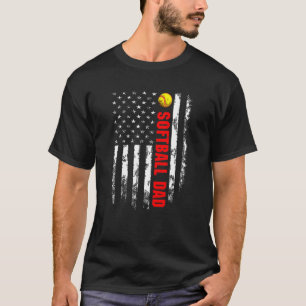American Flag Softball Dad Backside Essential T-Shirt