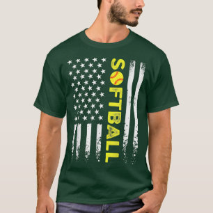 American Flag Softball Team Father Day 2022  T-Shirt