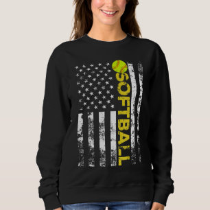 American Flag Softball Team Gift Sweatshirt
