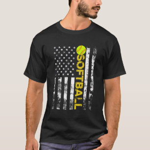 American Flag Softball Team Gift T-Shirt