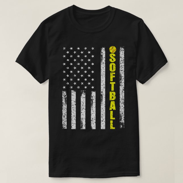 American Flag Softball Team T-Shirt (Design Front)