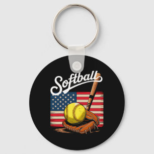 American Flag Softll 4th Of July Softll Lover Men Keychain