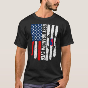 American Flag South Korea Flag Best Grandpa Ever F T-Shirt