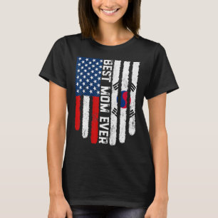 American Flag South Korea Flag Best Mom Ever Famil T-Shirt