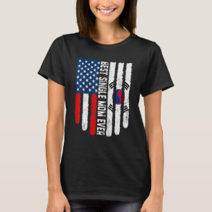 American Flag South Korea Flag Best Single Mom Eve T-Shirt