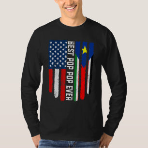 American Flag South Sudan Flag Best Pop Pop Ever F T-Shirt